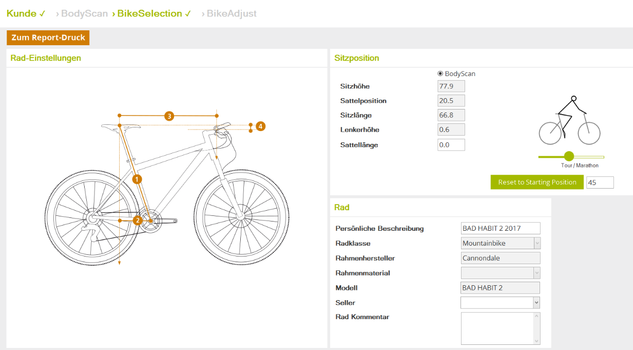 Abstand sattel lenker trekkingrad
